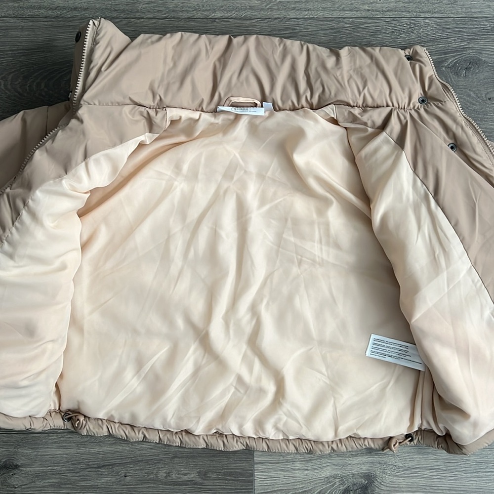 THE FIFTH LABEL Oversized Puffer Jacket XS Beige Neutral Cropped Retro 90s Fall - Picture 9 of 12